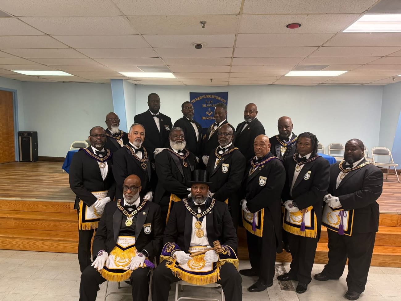 The newly installed officers of the Grand Lodge of Delaware