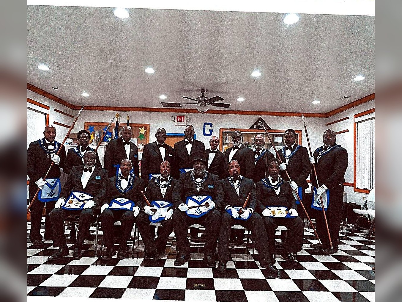 The brethren of St. John’s Lodge No. 7 assembled in the lodge room