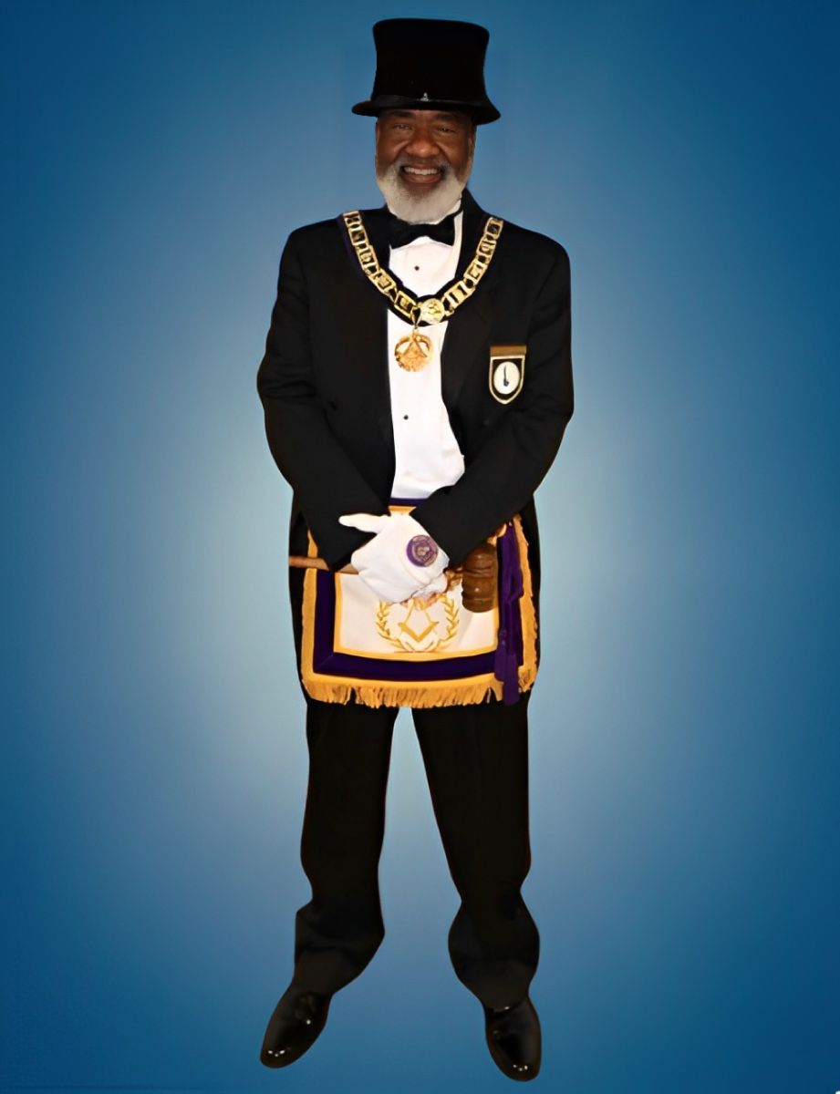 The Honorable Everett Lewis, Jr., 31st Most Worshipful Grand Master, in full Grand Master regalia